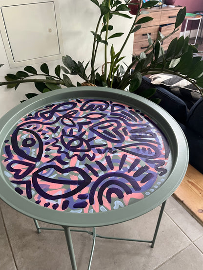 Bit-On-The-Side-Table [Abstract, Hand painted]