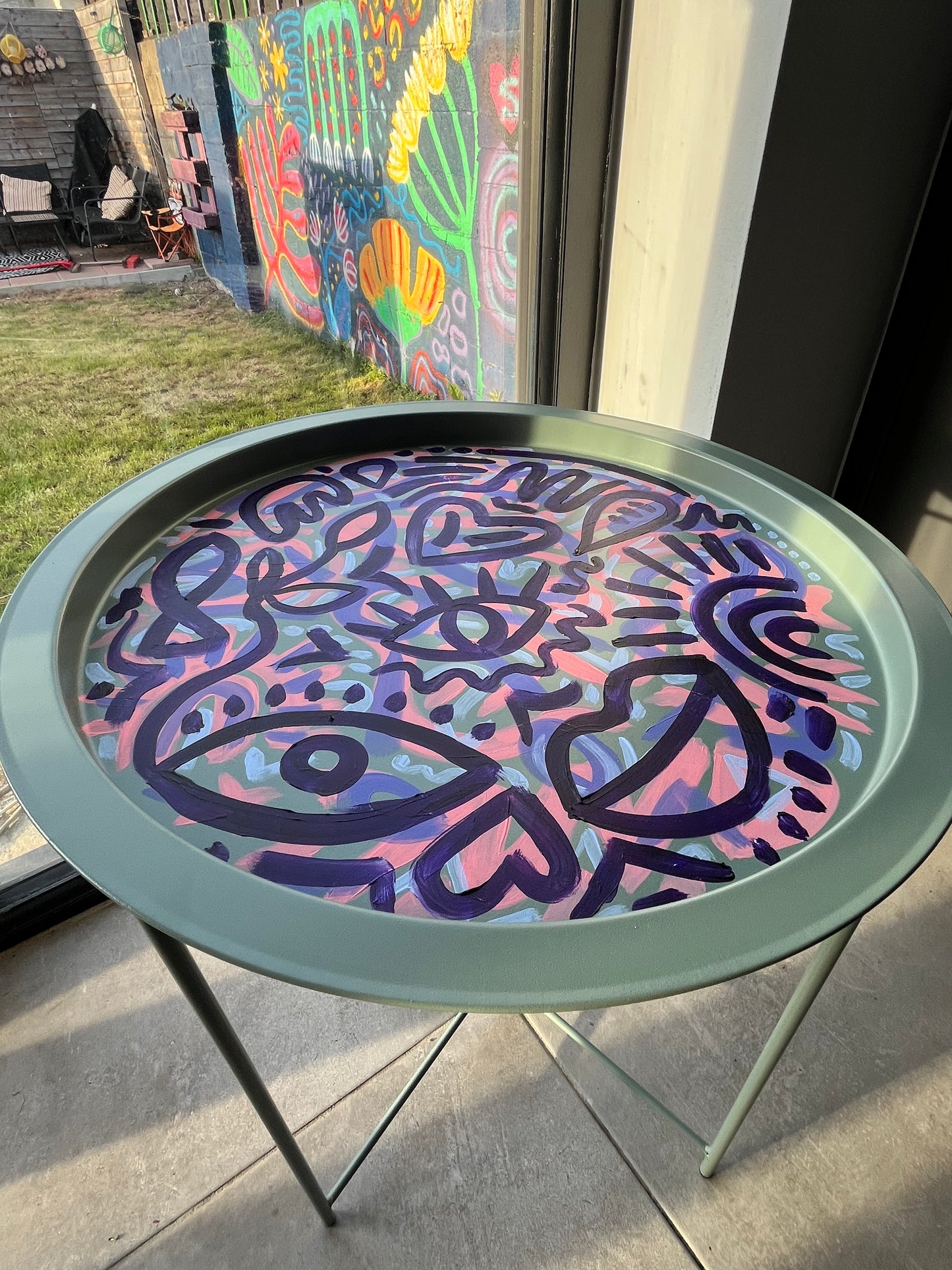 Bit-On-The-Side-Table [Abstract, Hand painted]