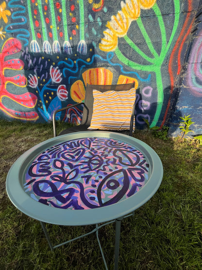Bit-On-The-Side-Table [Abstract, Hand painted]