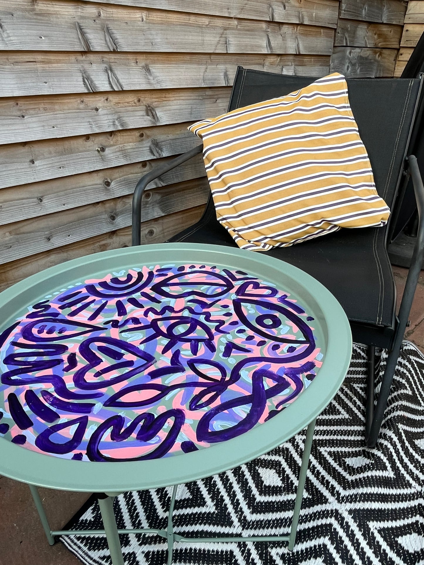 Bit-On-The-Side-Table [Abstract, Hand painted]