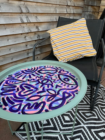 Bit-On-The-Side-Table [Abstract, Hand painted]